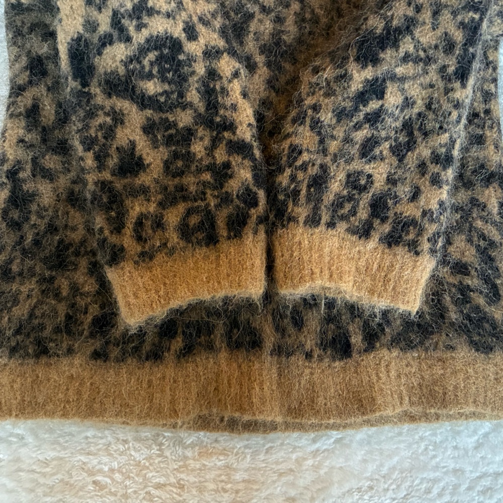 Madewell Alpaca and Merino Wool Sweater, Chunky - S, Leopard Print - Picture 2 of 5